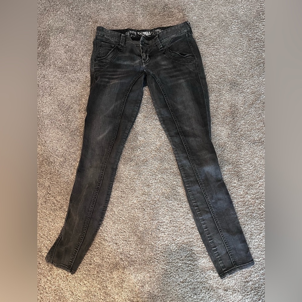 Express Charcoal Moto Skinny Jeans